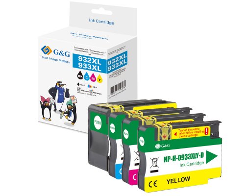 Kompatibel mit HP 932XL/ 933XL/ C2P42AE XL-Druckerpatronen 4er-Set: Je 1x Schwarz, Cyan, Magenta, Gelb jetzt kaufen - Marke: G&G