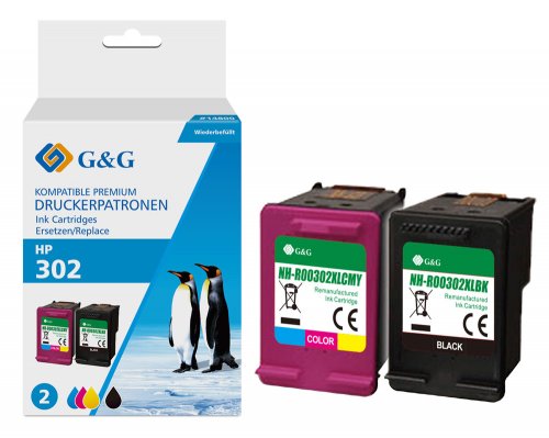 Kompatibel mit HP 302XL/ F6U68AE+ F6U67AE XXL-Druckerpatronen Doppelpack 1x Schwarz + 1x Color jetzt kaufen - Marke: G&G