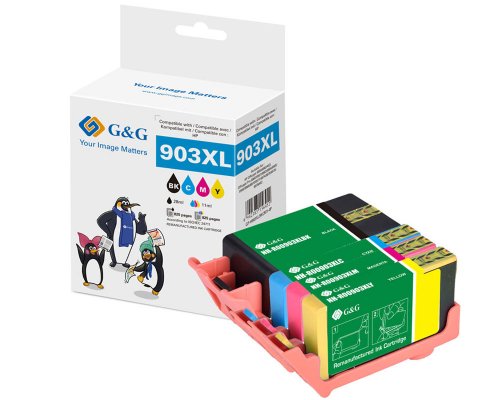 Kompatibel mit HP 903XL/ 3HZ51AE Druckerpatronen 4er-Set: Je 1x Schwarz, Cyan, Magenta, Gelb jetzt kaufen - Marke: G&G