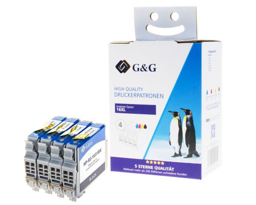 Kompatibel mit Epson 16XL/ T1636/ C13T16364012 XL-Druckerpatronen 4er-Set: Je 1x Schwarz, Cyan, Magenta, Gelb jetzt kaufen - Marke: G&G