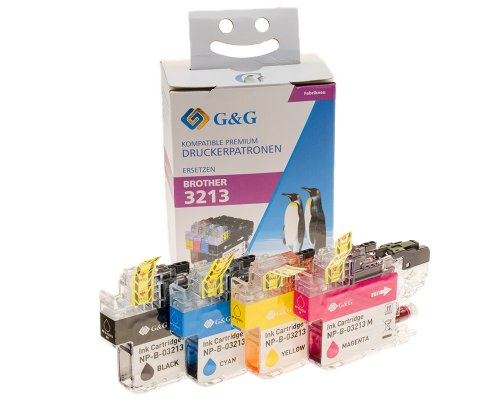 Kompatibel mit Brother LC-3213VAL XL-Druckerpatronen 4er-Pack: Je 1x Schwarz, Cyan, Magenta, Gelb jetzt kaufen - Marke: G&G