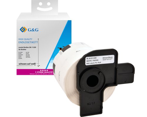 Kompatibel mit Brother DK-11209 800 Etiketten (29mm x 62mm) Schwarz auf weiß jetzt kaufen - Marke: G&G
