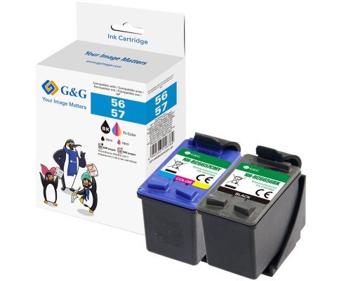 Kompatibel mit HP 56+57 / SA342AE Druckerpatronen 1x Schwarz + 1x Color jetzt kaufen - Marke: G&G