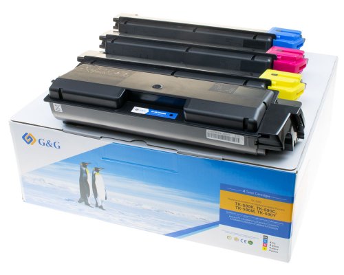 Kompatibel mit Kyocera TK-590K / TK-590C / TK-590M / TK-590Y Toner 4er-Set: Je 1x Schwarz, Cyan, Magenta, Gelb jetzt kaufen - Marke: G&G