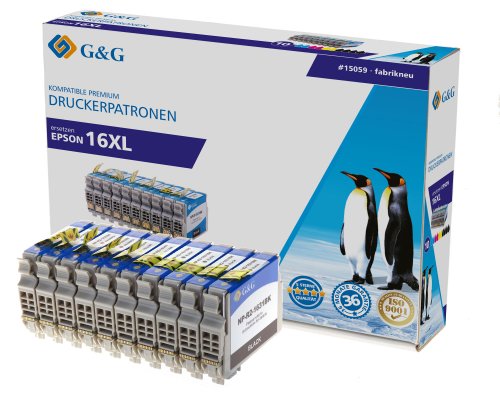 Kompatibel mit Epson 16XL XL-Druckerpatronen 10er-Set 4x Schwarz + je 2x Cyan, Magenta, Gelb jetzt kaufen - Marke: G&G