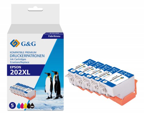 Kompatibel mit Epson 202XL Druckerpatronen je 1x Schwarz, Fotoschwarz, Cyan, Magenta, Gelb jetzt kaufen - Marke: G&G