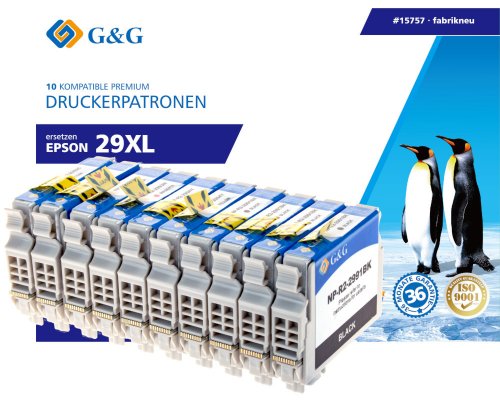 Kompatibel mit Epson 29XL Druckerpatronen 10er-Set 4x Schwarz + je 2x Cyan, Magenta, Gelb jetzt kaufen - Marke: G&G