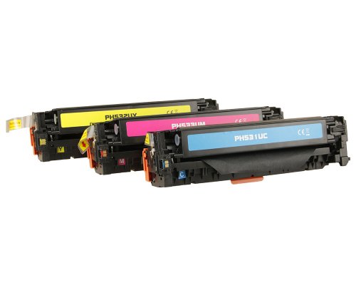 Kompatibel mit HP 304A / 305A / 312A / Canon 718/ HP CF372AM / CF370AM / CF440AM Toner Dreierpack: 1x Cyan, 1x Magenta, 1x Gelb jetzt kaufen von TONERDUMPING
