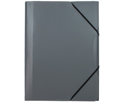 Sammelmappe/ Eckspanner für A4, aus Kunststoff (PP), 3 Einschlagklappen, grau