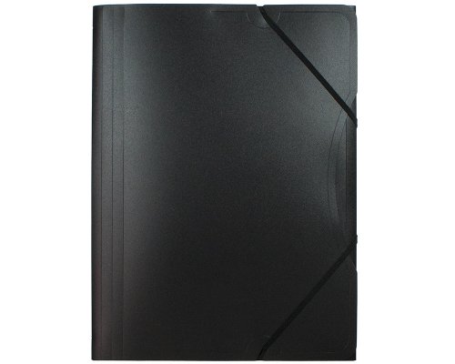 Sammelmappe/ Eckspanner für A4, aus Kunststoff (PP), 3 Einschlagklappen, Schwarz
