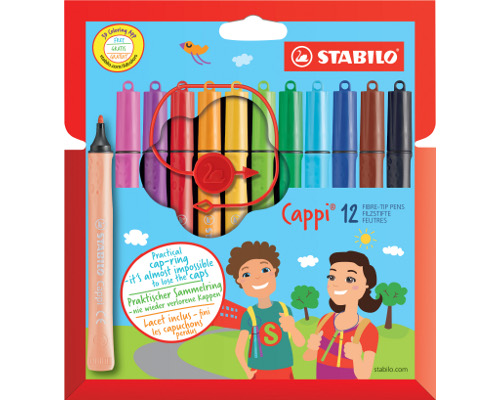 Filzstift mit Kappenring STABILO Cappi, Kartonetui mit 12 Stiften
