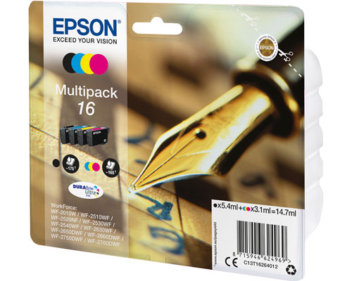 Epson Füllfeder Druckerpatronen 16 Multipack Schwarz [modell] , Cyan, Magenta, Gelb