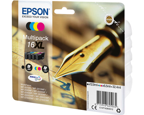 Epson 16XL Multipack Schwarz jetzt kaufen , Cyan, Magenta, Gelb