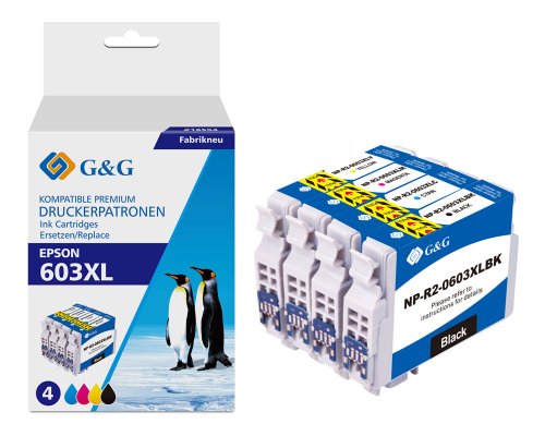 Kompatibel mit Epson 603XL/ C13T03A64010 XL-Druckerpatronen je 1x Schwarz, Cyan, Magenta, Gelb jetzt kaufen - Marke: G&G