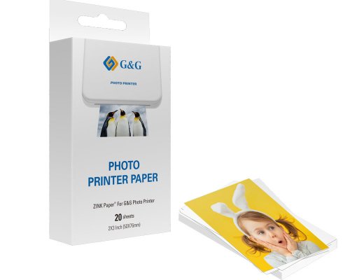 G&G ZINK-Papier 20 selbstklebende Fotopapiere (76 x 50 mm / 2x3") für alle gängigen Zink-Fotodrucker