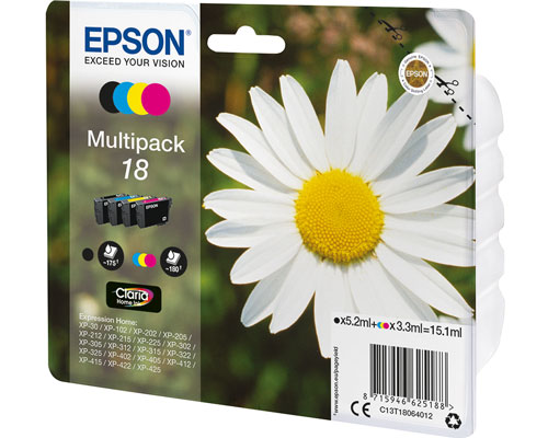 Epson 18 Original Gänseblumen Druckerpatronen Multipack Schwarz [modell] , Cyan, Magenta, Gelb