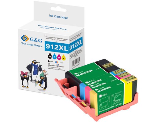 Kompatibel mit HP 912XL/ 3YP34AE XL-Druckerpatronen 1x Schwarz, 1x Cyan, 1x Magenta, 1x Gelb jetzt kaufen - Marke: G&G
