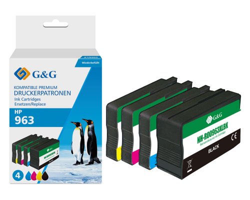 Kompatibel mit HP 963XL/ 3JA30AE/ 3JA27AE/ 3JA28AE/ 3JA29AE Druckerpatronen 1x Schwarz, 1x Cyan, 1x Magenta, 1x Gelb jetzt kaufen - Marke: G&G