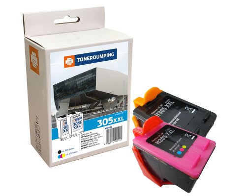 Kompatibel mit HP 305XL/ 3YM62AE + 3YM63AE Druckerpatronen Schwarz + Color jetzt kaufen von TONERDUMPING (XXL: 22 + 27 ml/ 1.100 Seiten)