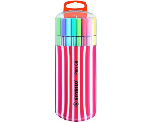 STABILO Pen 68 Filzstift 1,0 mm Strichstärke - Box mit 20 Stiften - Boxfarbe: beere