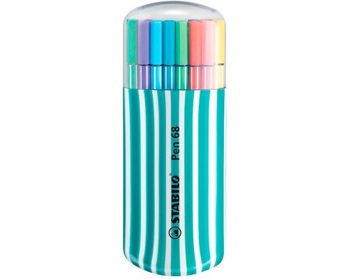 STABILO Pen 68 Filzstift 1,0 mm Strichstärke - Box mit 20 Stiften - Boxfarbe: türkis