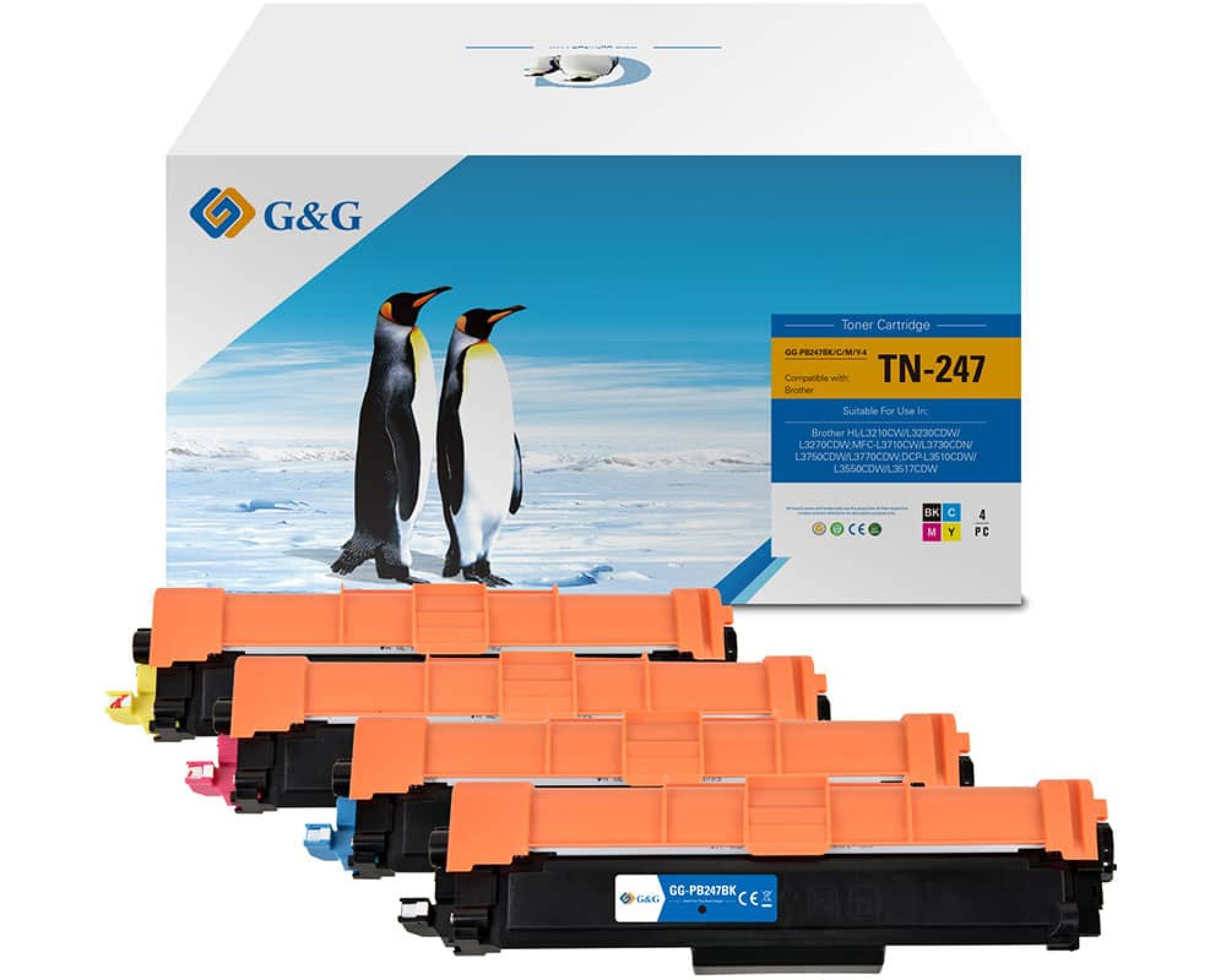 Kompatibel mit Brother TN-247CMYK Toner je 1x Schwarz, Cyan, Magenta, Gelb [modell] - Marke: G&G