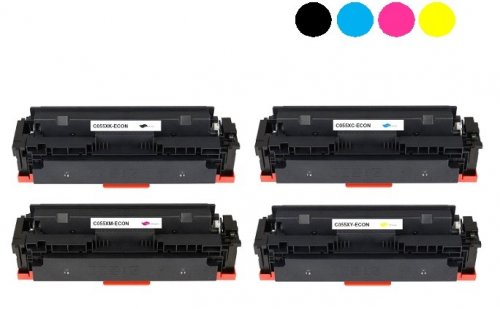Kompatibel mit Canon 055H XL-Toner -Kombipack- je 1x Schwarz, Cyan, Magenta, Gelb [modell] - von TONERDUMPING