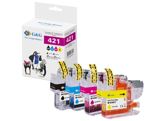 Kompatibel mit Brother LC421VAL Druckerpatronen Multipack jetzt kaufen (4 x 200 Seiten) cyan, magenta, gelb, schwarz - Marke: G&G