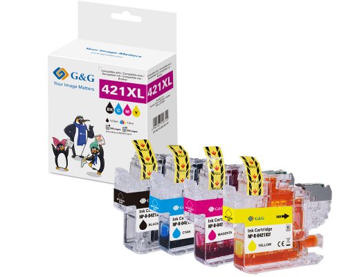 Kompatibel mit Brother LC421XLVAL Druckerpatronen Multipack jetzt kaufen (4 x 500 Seiten) cyan, magenta, gelb, schwarz - Marke: G&G