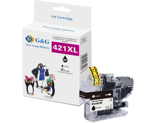 Kompatibel mit Brother LC421XLBK Druckerpatrone jetzt kaufen (500 Seiten) schwarz - Marke: G&G
