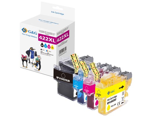 Kompatibel mit 4 Brother 422XL Druckerpatronen LC422XLVAL jetzt kaufen schwarz (3.000 Seiten), cyan, magenta, gelb (1.500 Seiten) - Marke: G&G