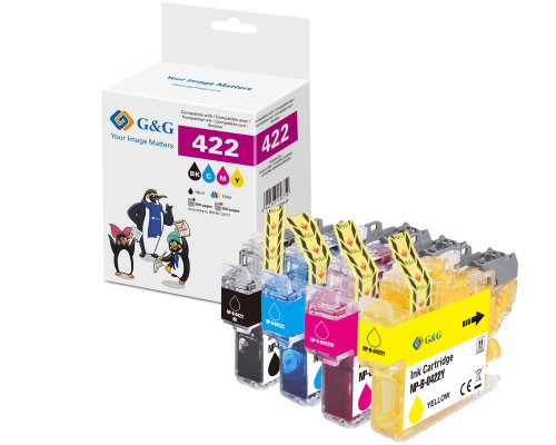 Kompatibel mit 4 Brother 422 Druckerpatronen LC422VAL jetzt kaufen schwarz (550 Seiten), cyan, magenta, gelb (550 Seiten) - Marke: G&G