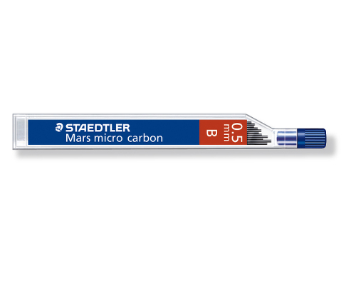 Staedtler Feinminen für Druckbleistifte Mars® micro carbon 250, 0,5 mm, B, Schwarz, Dose mit 12 Minen