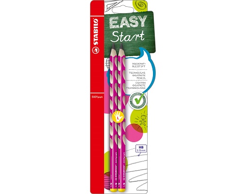 2 Ergonomische Dreikant-Bleistifte STABILO® EASYgraph, HB, pink für Linkshänder