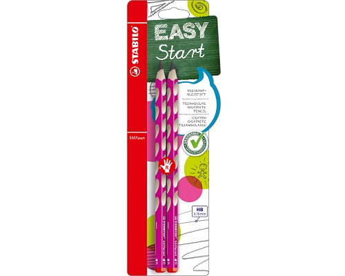 2 Ergonomische Dreikant-Bleistifte STABILO® EASYgraph, HB, pink für Rechtshänder