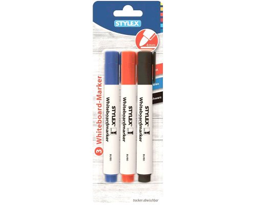 Stylex Whiteboardmarker 3 Stück: Schwarz, rot und blau 32785
