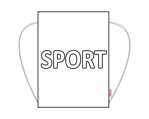 Turnbeutel mit Zugband, 47 x 34 cm, Motiv: Sport weiß