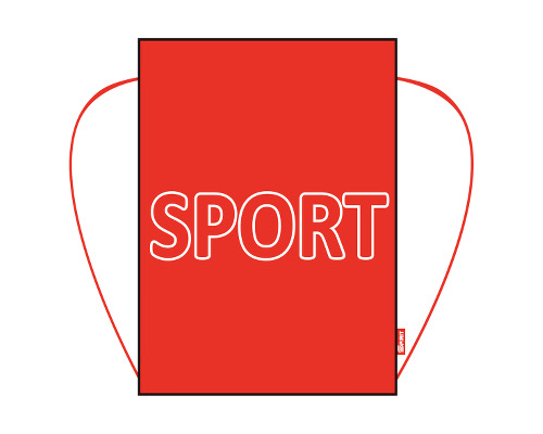 Turnbeutel mit Zugband, 47 x 34 cm, Motiv: Sport rot