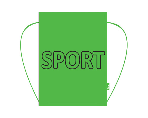 Turnbeutel mit Zugband, 47 x 34 cm, Motiv: Sport grün