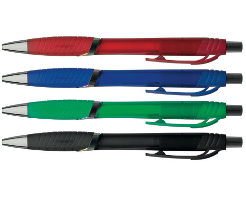 Stylex Kugelschreiber-Set: blau, Schwarz, rot und grün - Gehäusefarbe entspricht der Tintenfarbe, Strichstärke 1 mm