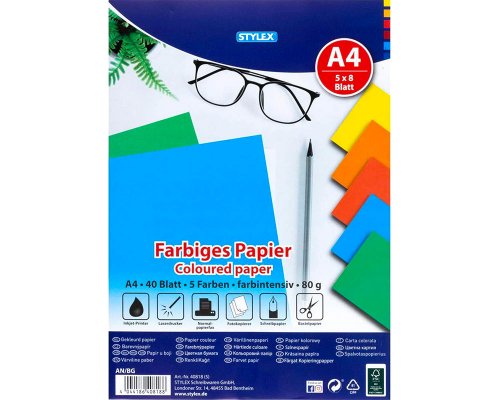 Stylex Farbiges Papier Intensivfarben 40 Blatt