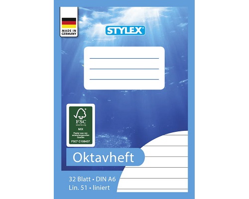 Stylex Oktavheft A6, liniert, 32 Blatt
