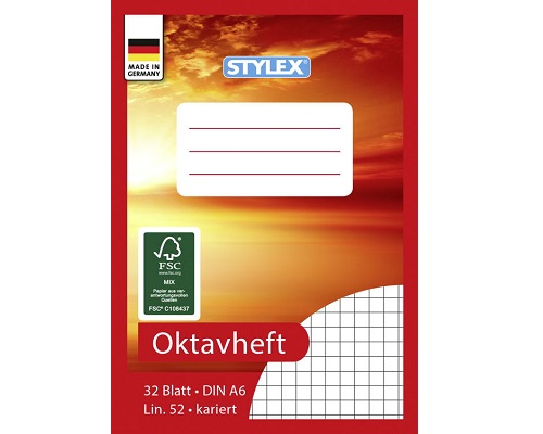 Stylex Oktavheft A6, kariert, 32 Blatt