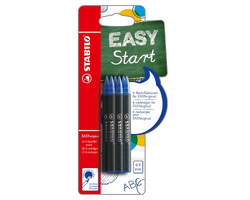 6 Ersatzpatronen für STABILO® EASYoriginal, 0,5 mm, blau