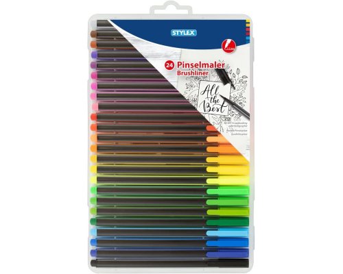 Stylex Brush Pens mit flexible Pinselspitze, Strichstärke 1,5 mm, für Scrapbooking, 24 Stück