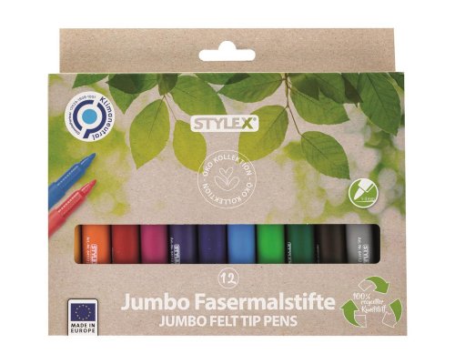 Stylex Öko-JUMBO-Fasermalstifte, 12 Stück