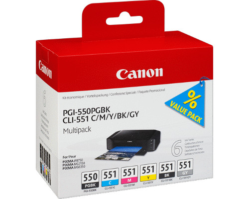 Canon PGI-550PGBK/ CLI-551 C/M/Y/BK/GY Original-Druckerpatronen-Multipack jetzt kaufen
