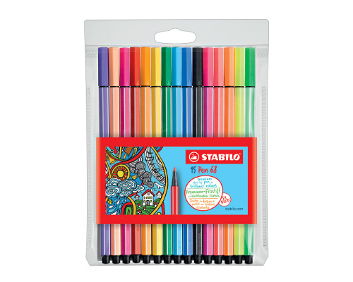 STABILO Pen 68 Filzstift 1,0 mm Strichstärke - 10+5 Neon-Etui