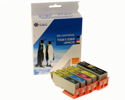 5 G&G-Patronen NP-R-3351/3361/3362/3363/3364 ersetzen Epson T3357 / 33XL, 4 x 11,6ml, 1 x 19,2ml jetzt kaufen