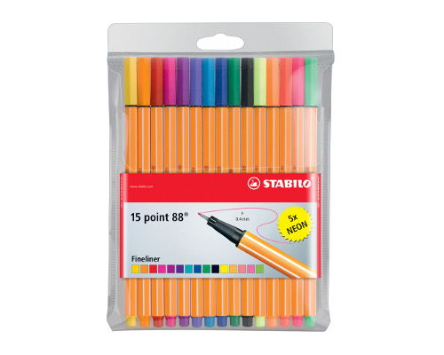 STABILO Point 88 Fineliner 0,4 mm Strichstärke - Etui mit 15 Stiften